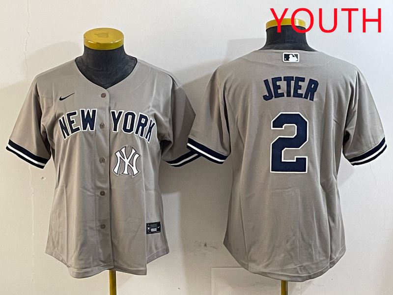 Youth New York Yankees #2 Jeter Grey Game 2025 Nike MLB Jersey style 11->youth mlb jersey->Youth Jersey